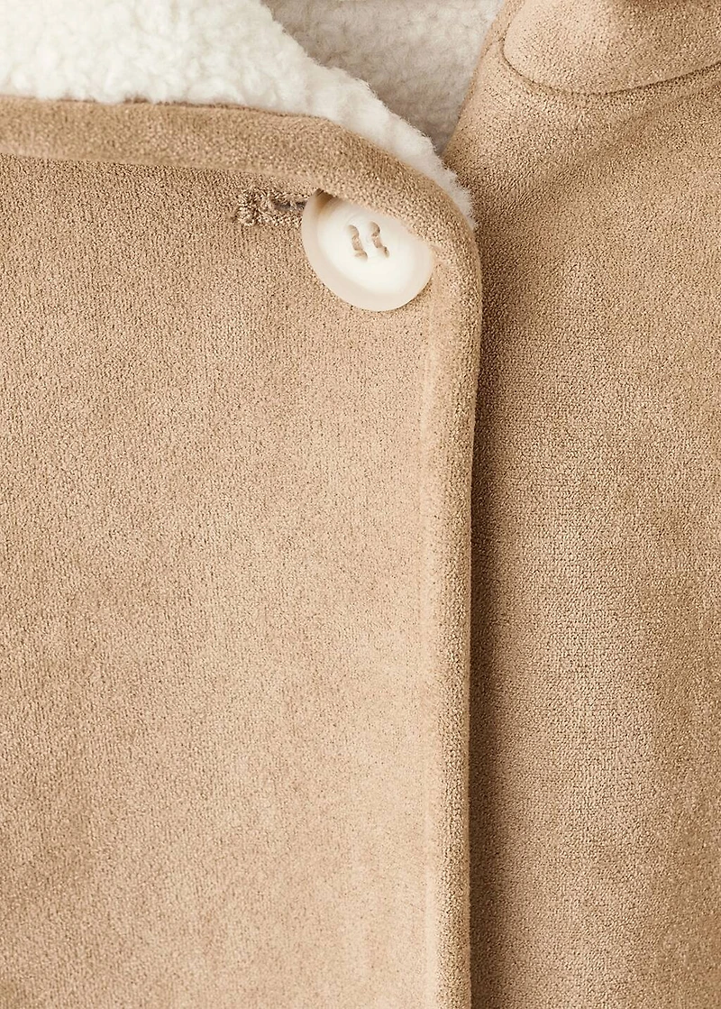 Shearling-effect hooded coat
