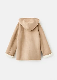 Shearling-effect hooded coat