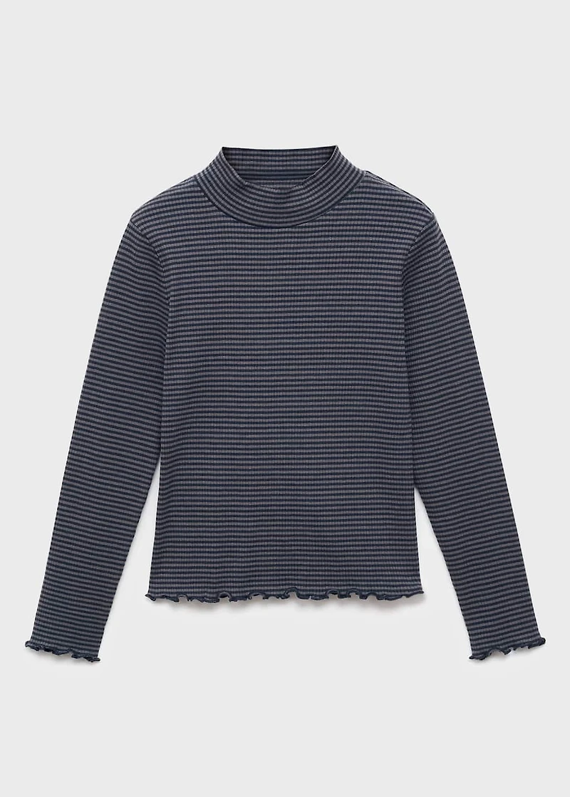 Scalloped hem striped t-shirt