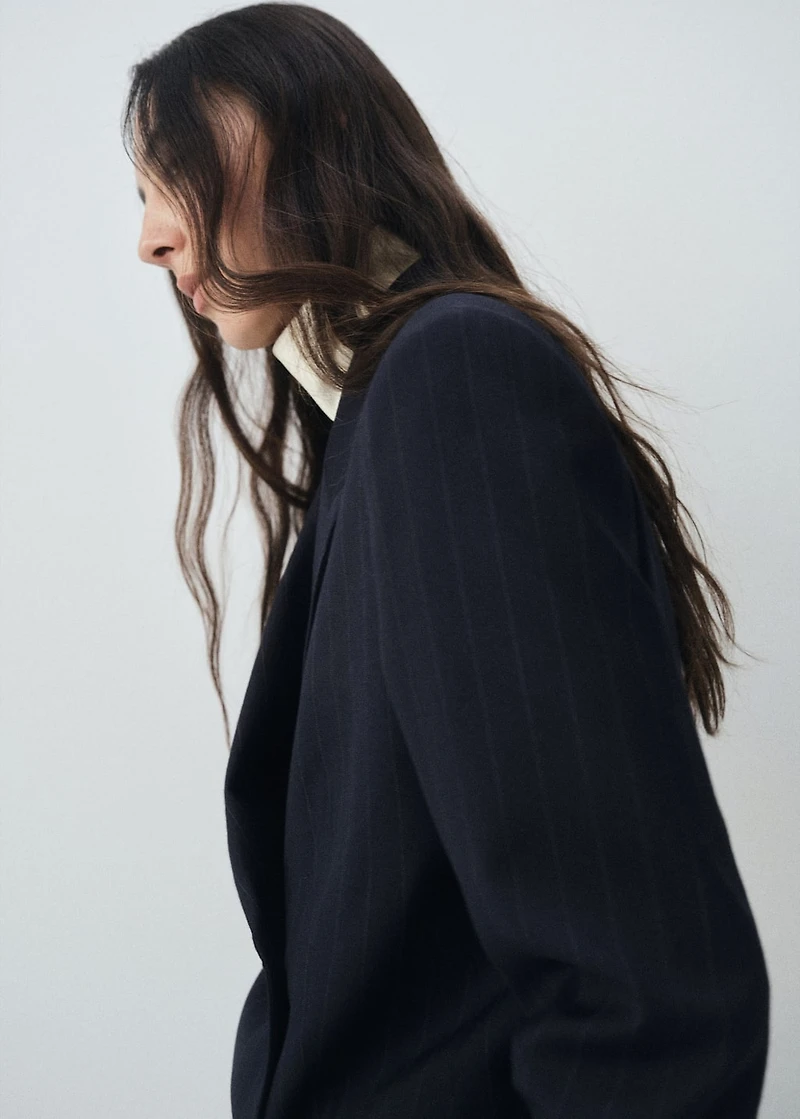 Double-breasted pinstripe blazer