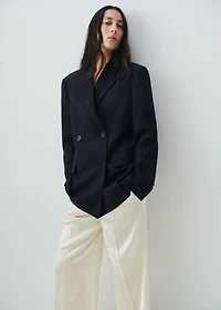 Double-breasted pinstripe blazer