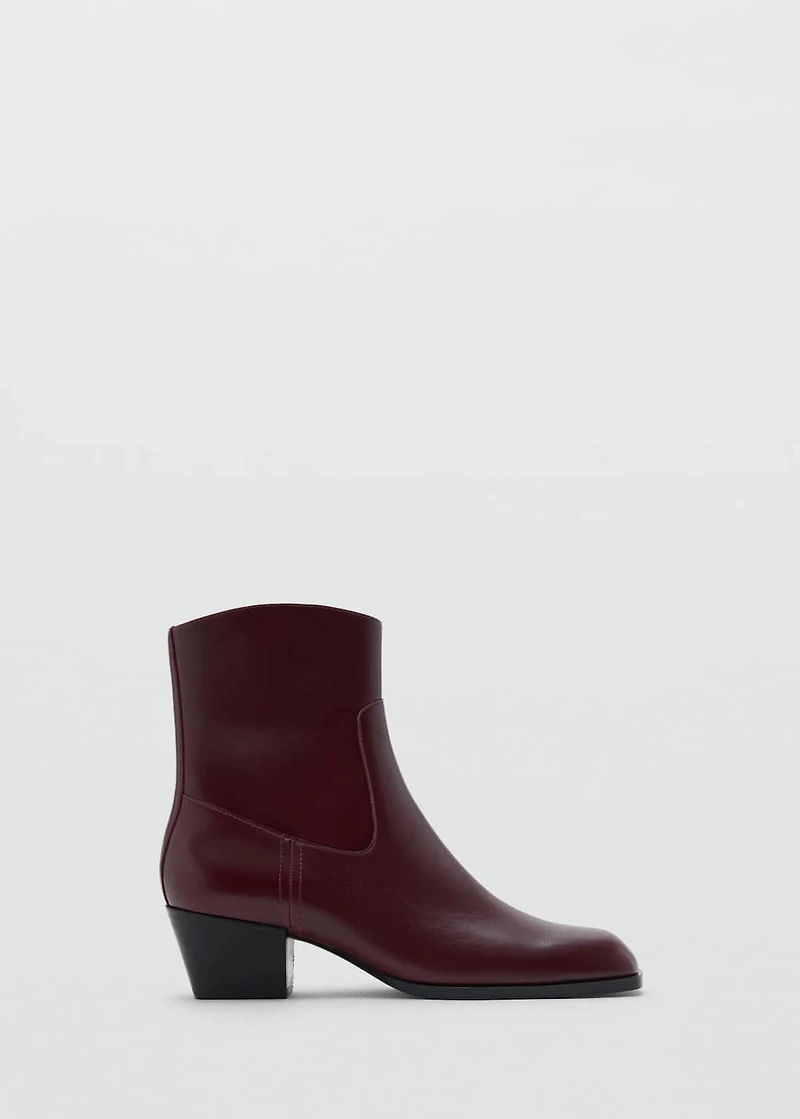 Squared toe leather ankle boots