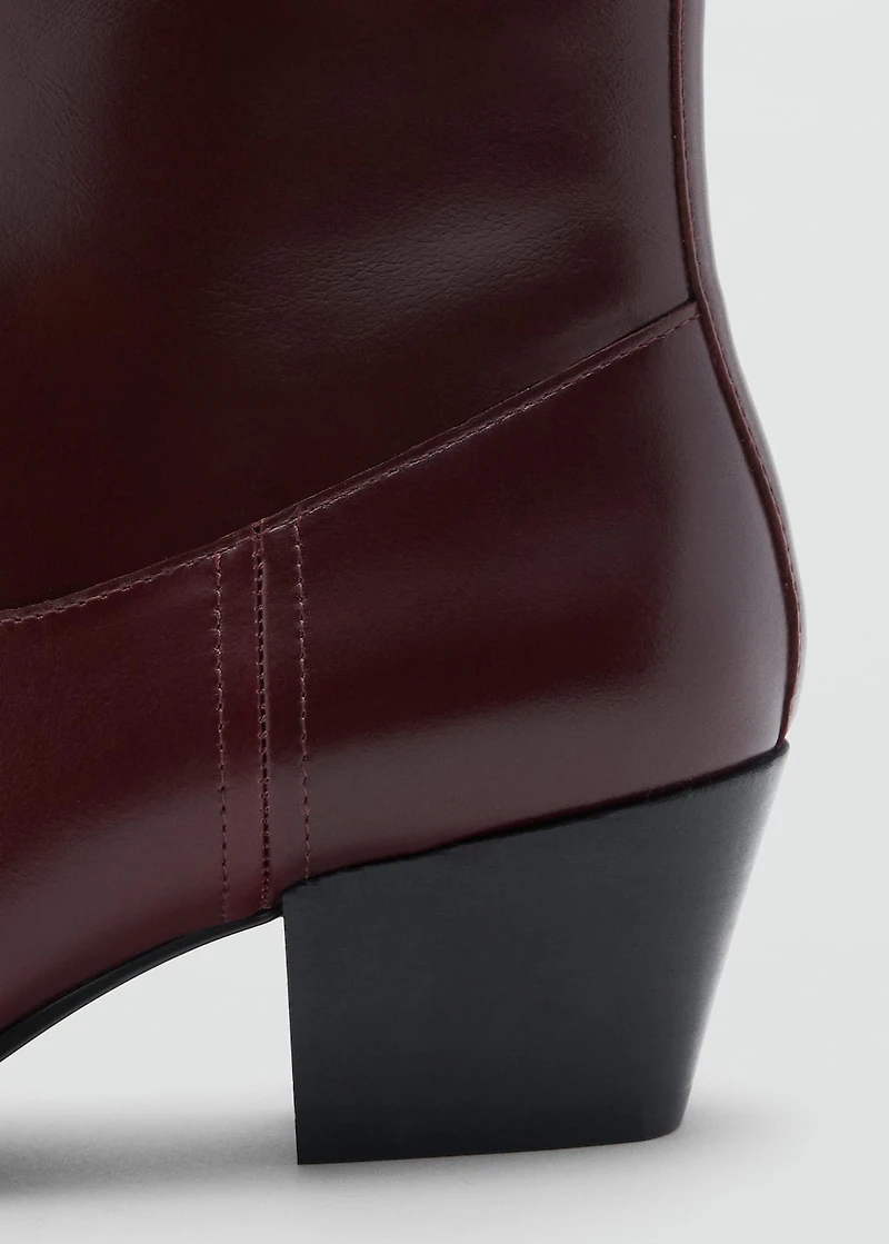 Squared toe leather ankle boots