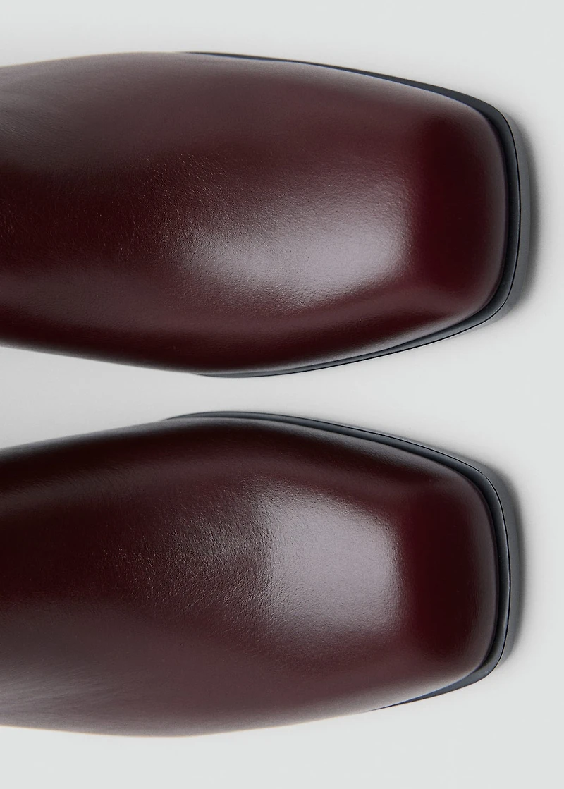 Squared toe leather ankle boots