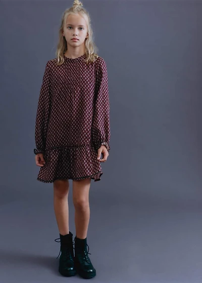 Printed ruffle dress