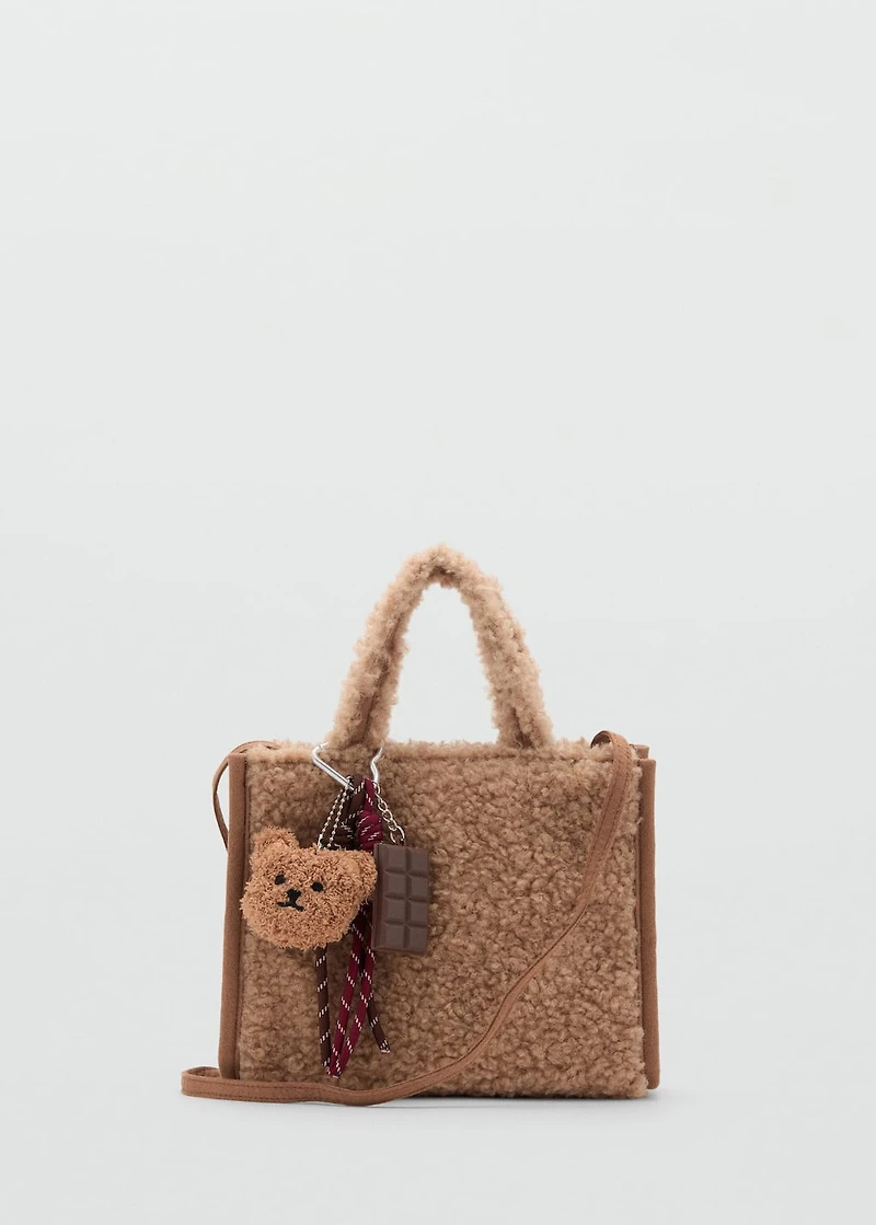 Shearling-effect bucket bag