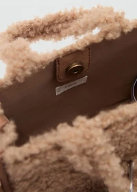 Shearling-effect bucket bag