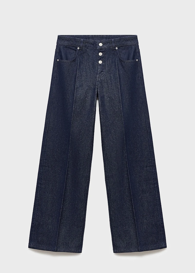 Low-rise straight-leg jeans with buttons