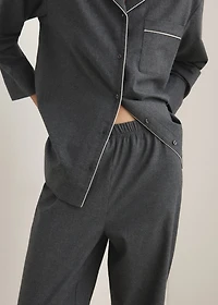 Cotton flannel trousers with contrast piping