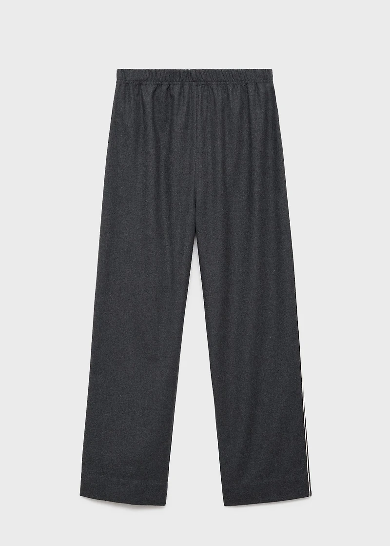 Cotton flannel trousers with contrast piping