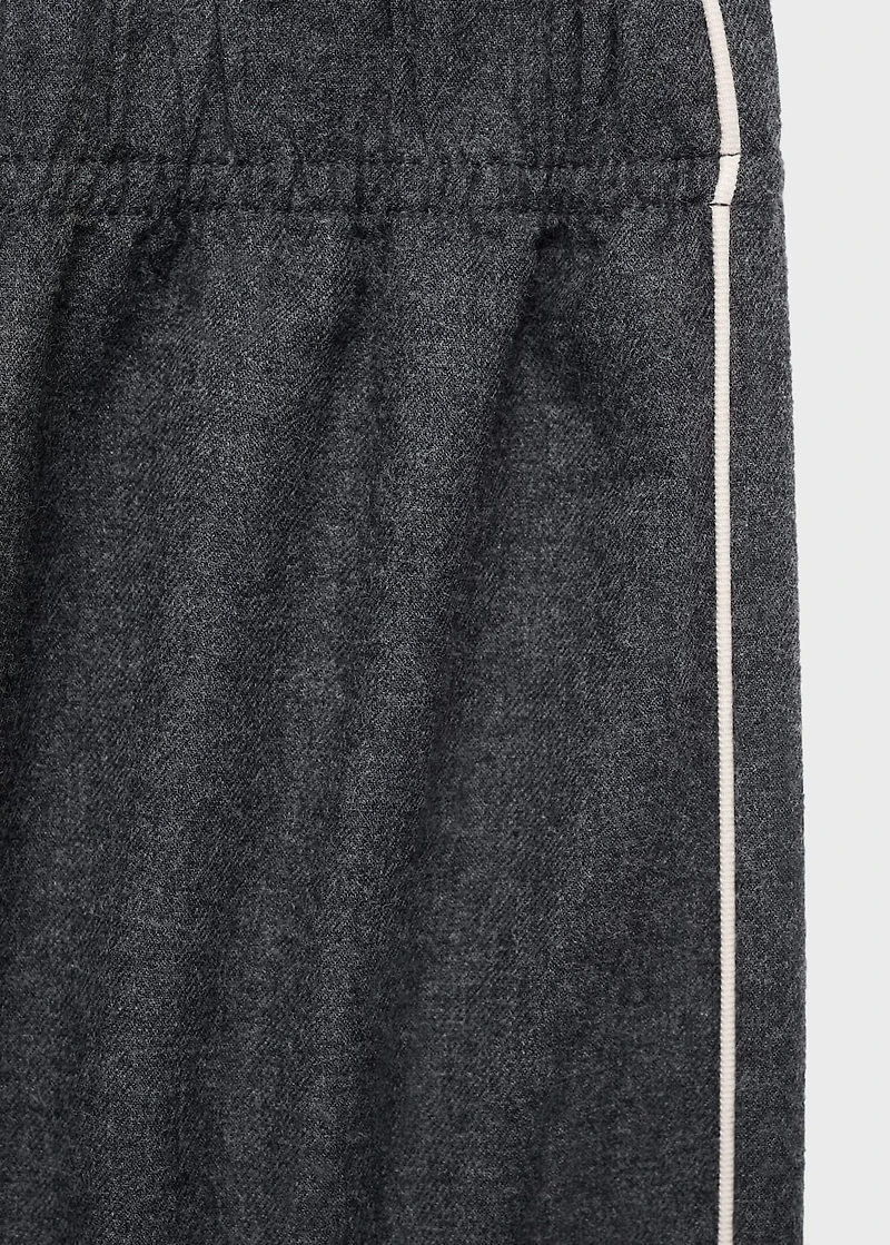 Cotton flannel trousers with contrast piping