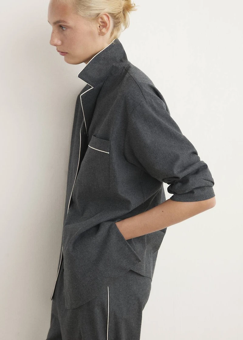 Cotton flannel trousers with contrast piping