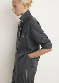 Cotton flannel trousers with contrast piping