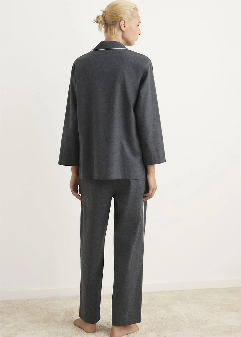 Cotton flannel trousers with contrast piping