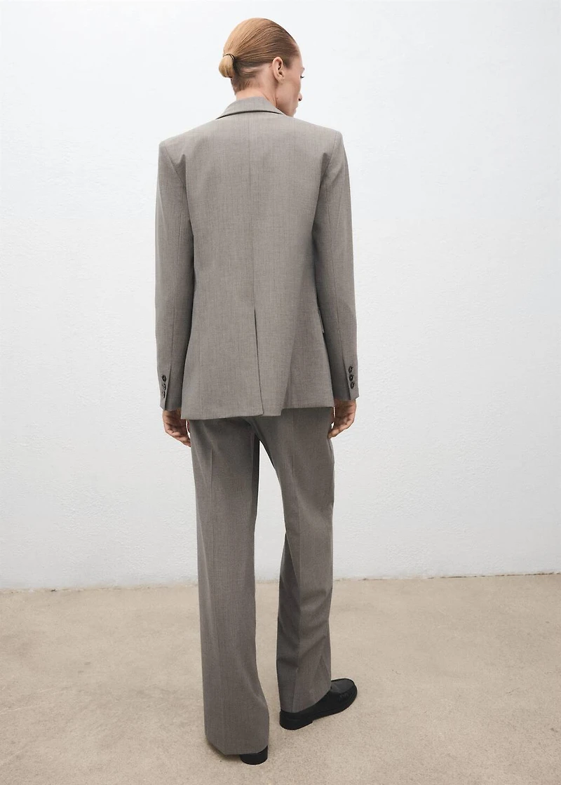 Straight wool-blend suit pants