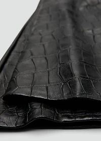 Long croc-effect leather gloves