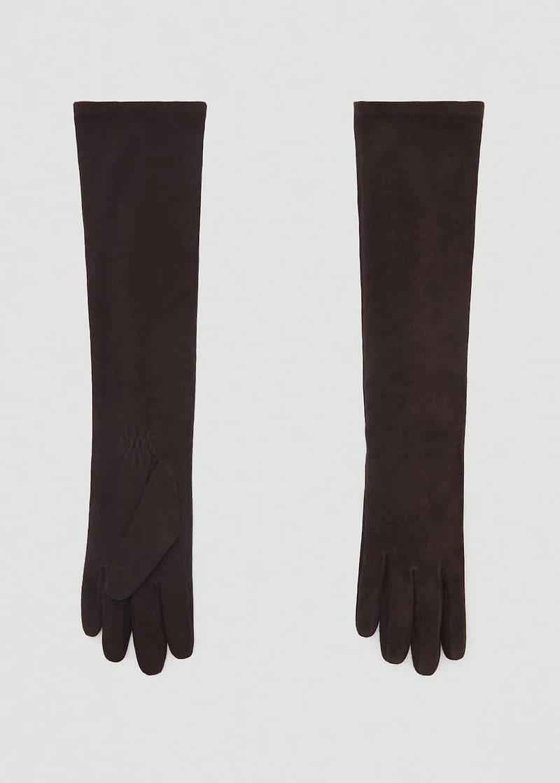 Long leather suede gloves