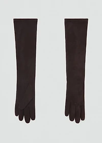 Long leather suede gloves