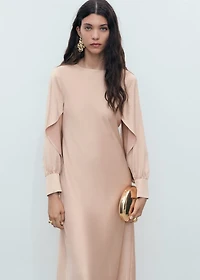 Satin dress with slit sleeves