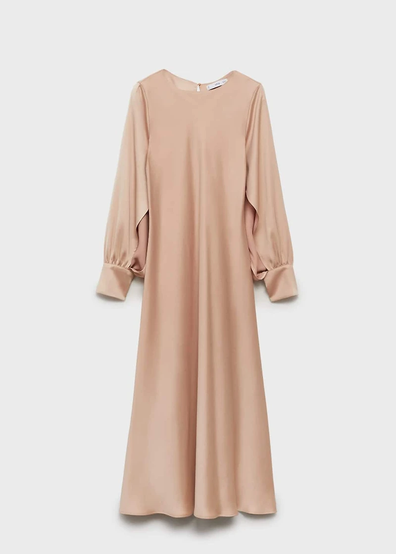 Satin dress with slit sleeves