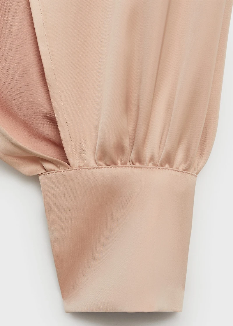 Satin dress with slit sleeves