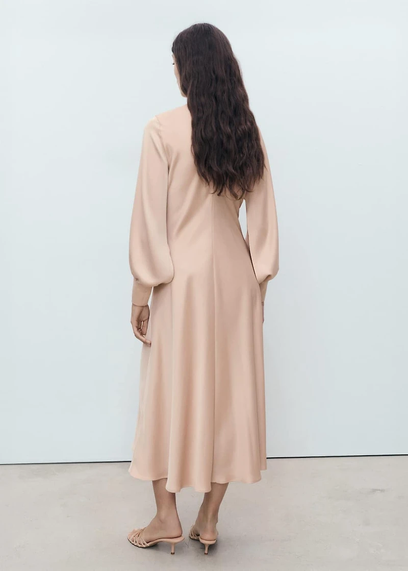 Satin dress with slit sleeves