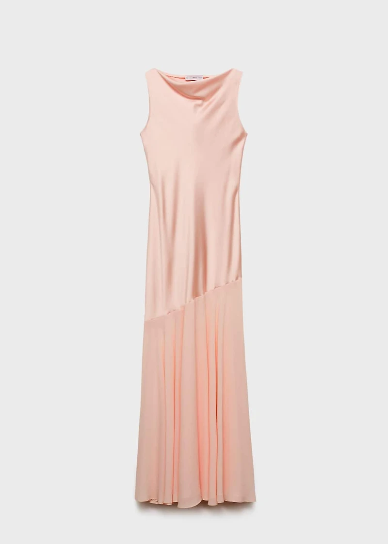 Combined dress with asymmetrical cut