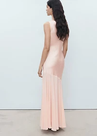 Combined dress with asymmetrical cut