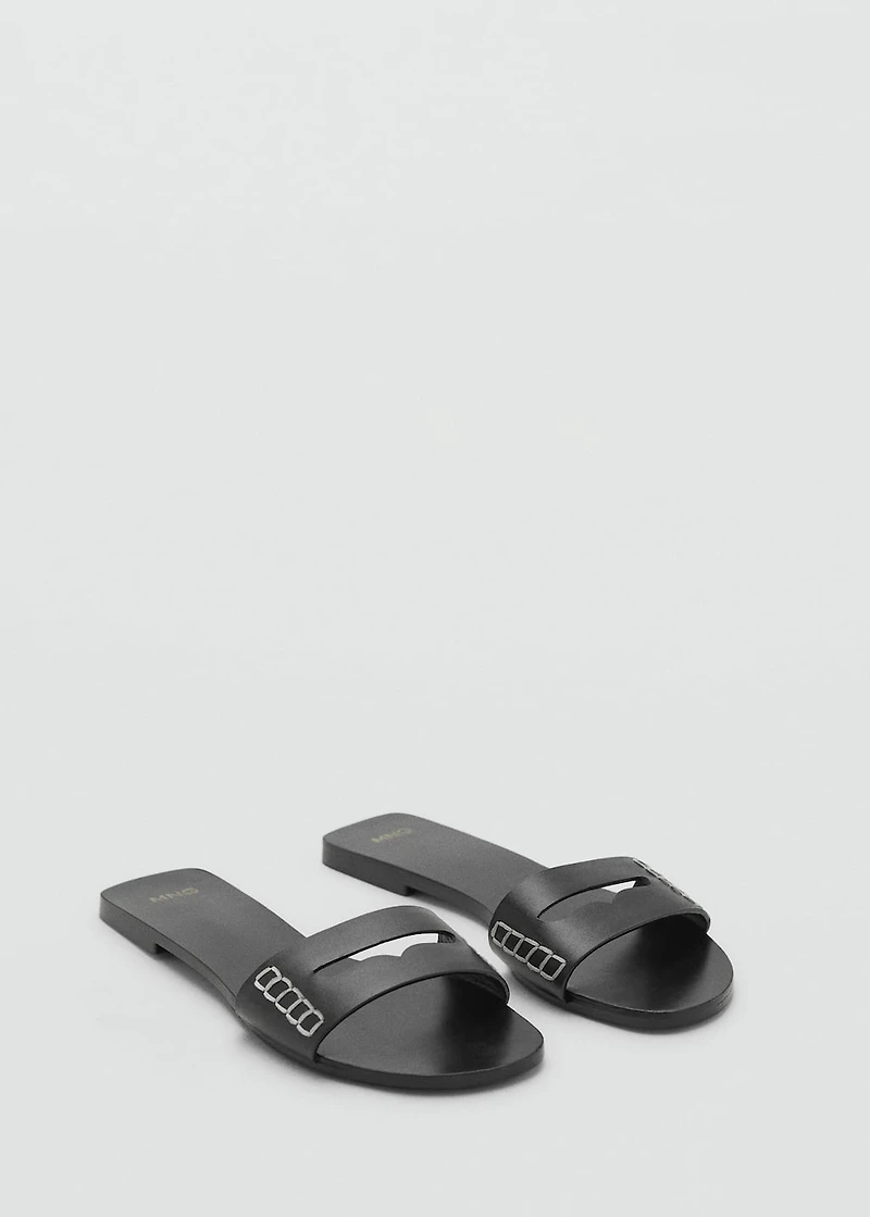 Leather sandals with a wide strap