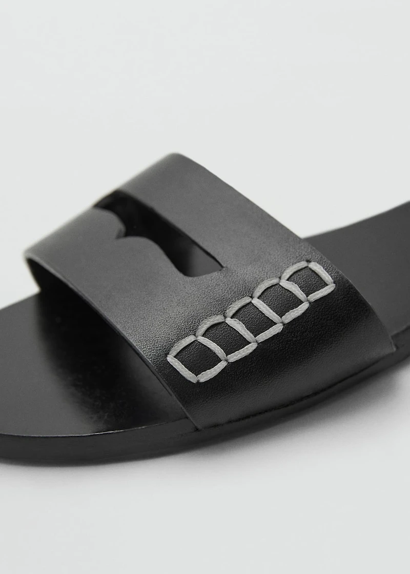 Leather sandals with a wide strap