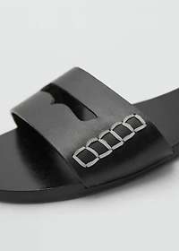 Leather sandals with a wide strap
