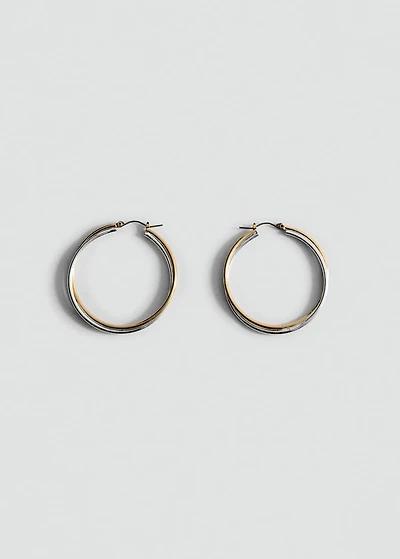 Two-tone double-hoop earrings