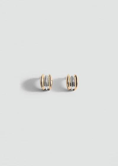 Hoop earrings with two-tone relief