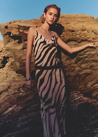 Zebra-print dress with draped neckline
