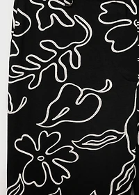 Floral-print linen-blend pants