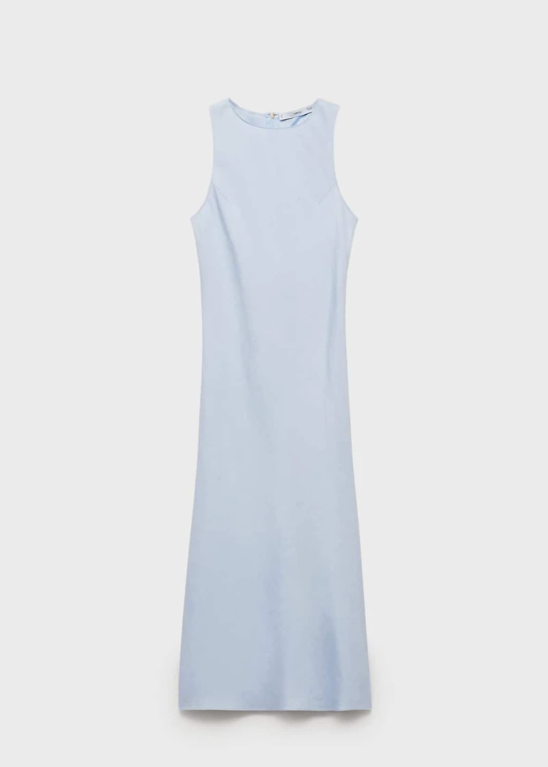Linen-blend midi dress