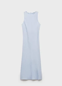Linen-blend midi dress