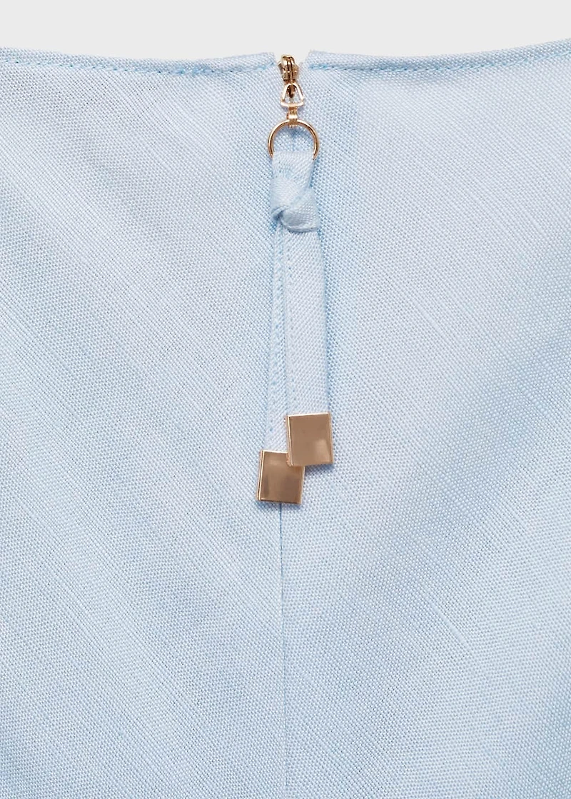 Linen-blend midi dress