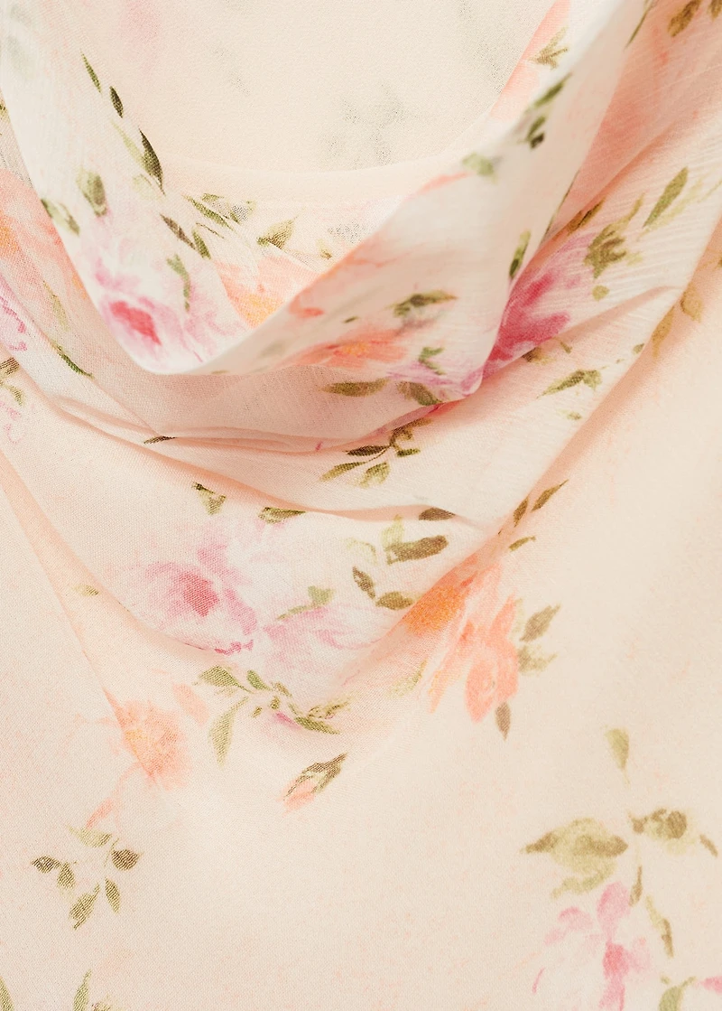 Floral-print draped dress