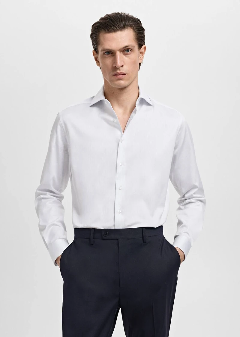 Slim fit cotton striped suit shirt