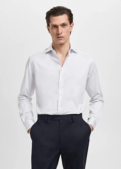Slim fit cotton striped suit shirt