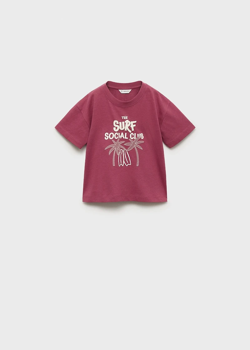 Embroidered detail print t-shirt