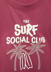 Embroidered detail print t-shirt