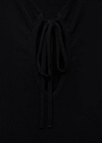 Knitted dress with bow neckline