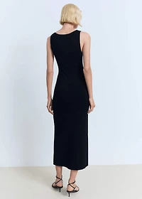 Knitted dress with bow neckline