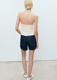 Halter neck top with metallic appliqués