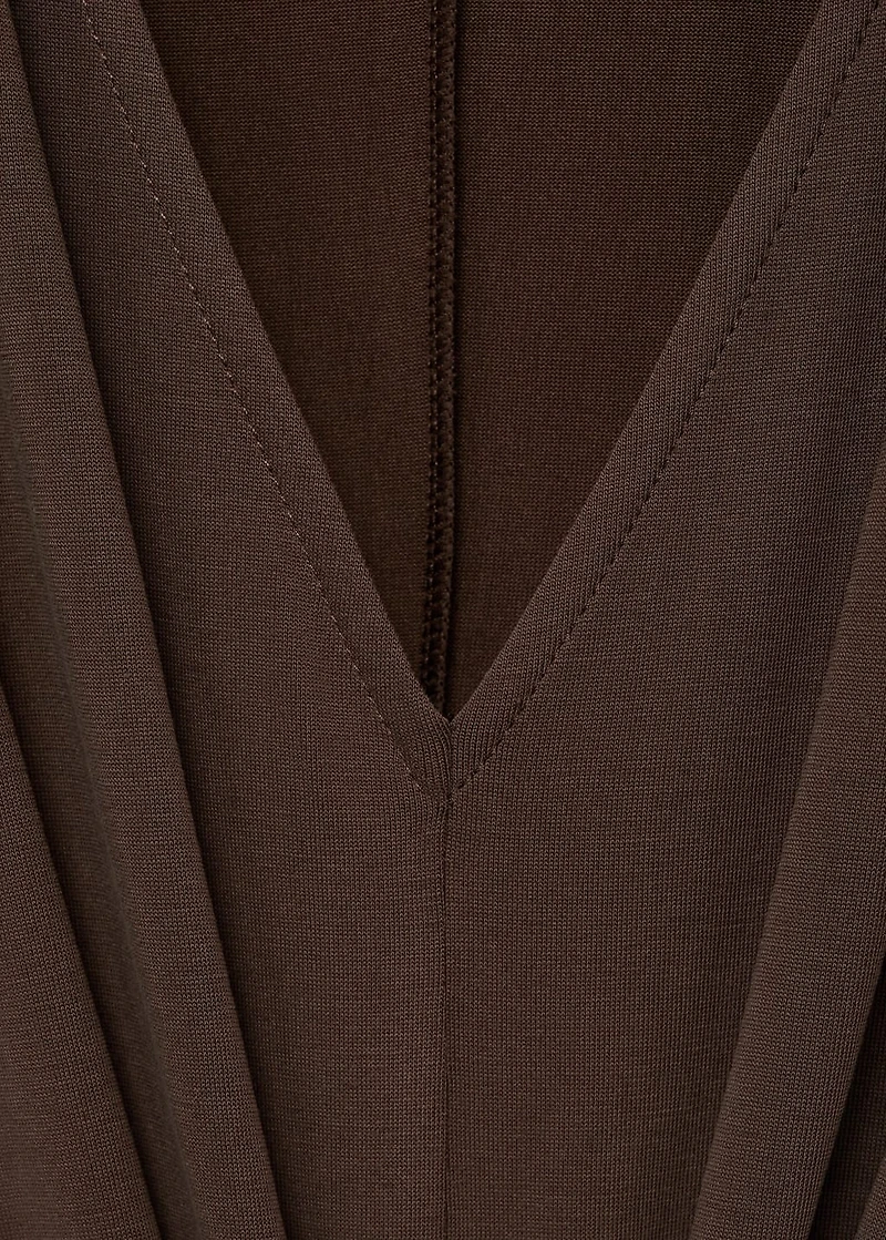 V-neck dress with gathered neckline