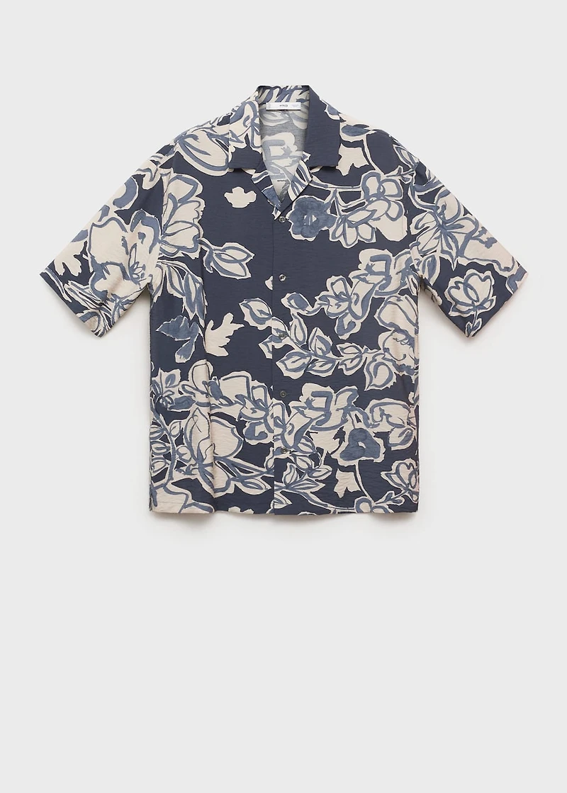 Wrinkled-effect floral shirt