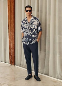 Wrinkled-effect floral shirt