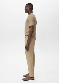 Slim-fit 100% linen pants